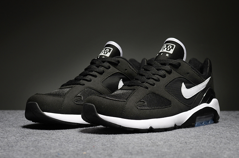 Men's Nike Air Max 180 Black White Running Shoes - Click Image to Close